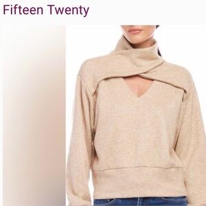 Fifteen Twenty Women's crossover turtleneck tan sweater